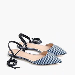 New J.Crew Gingham Slingback Flats 7.5